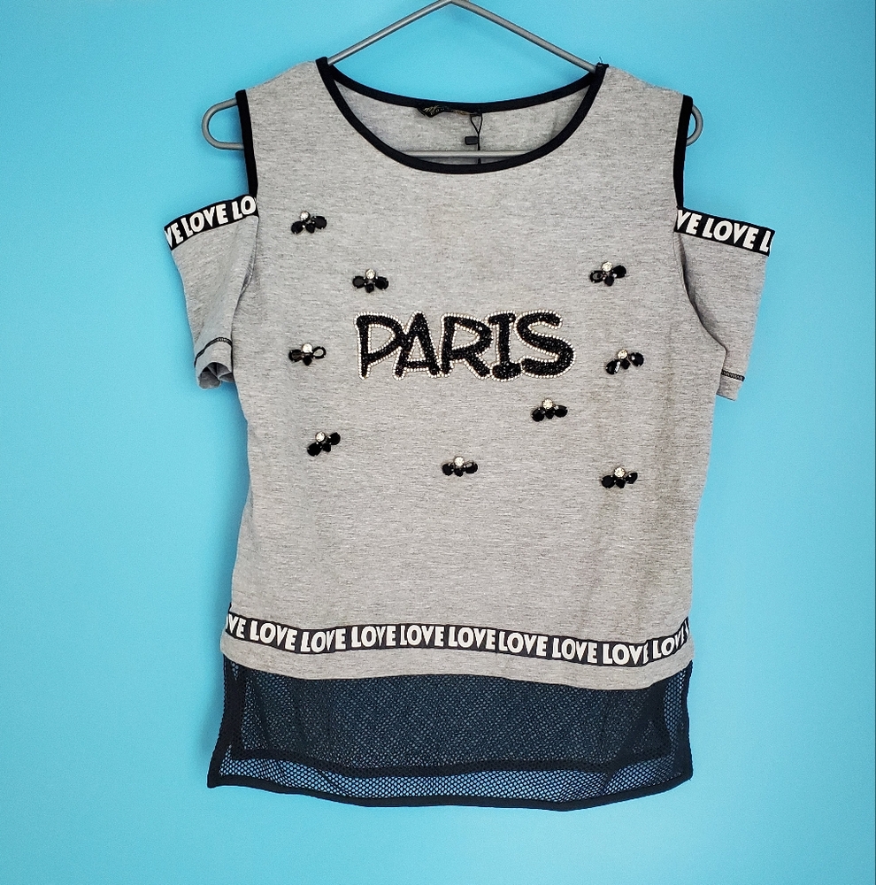 NEW My Skater French Top Size 38 (US Small) Paris Cold Shoulder